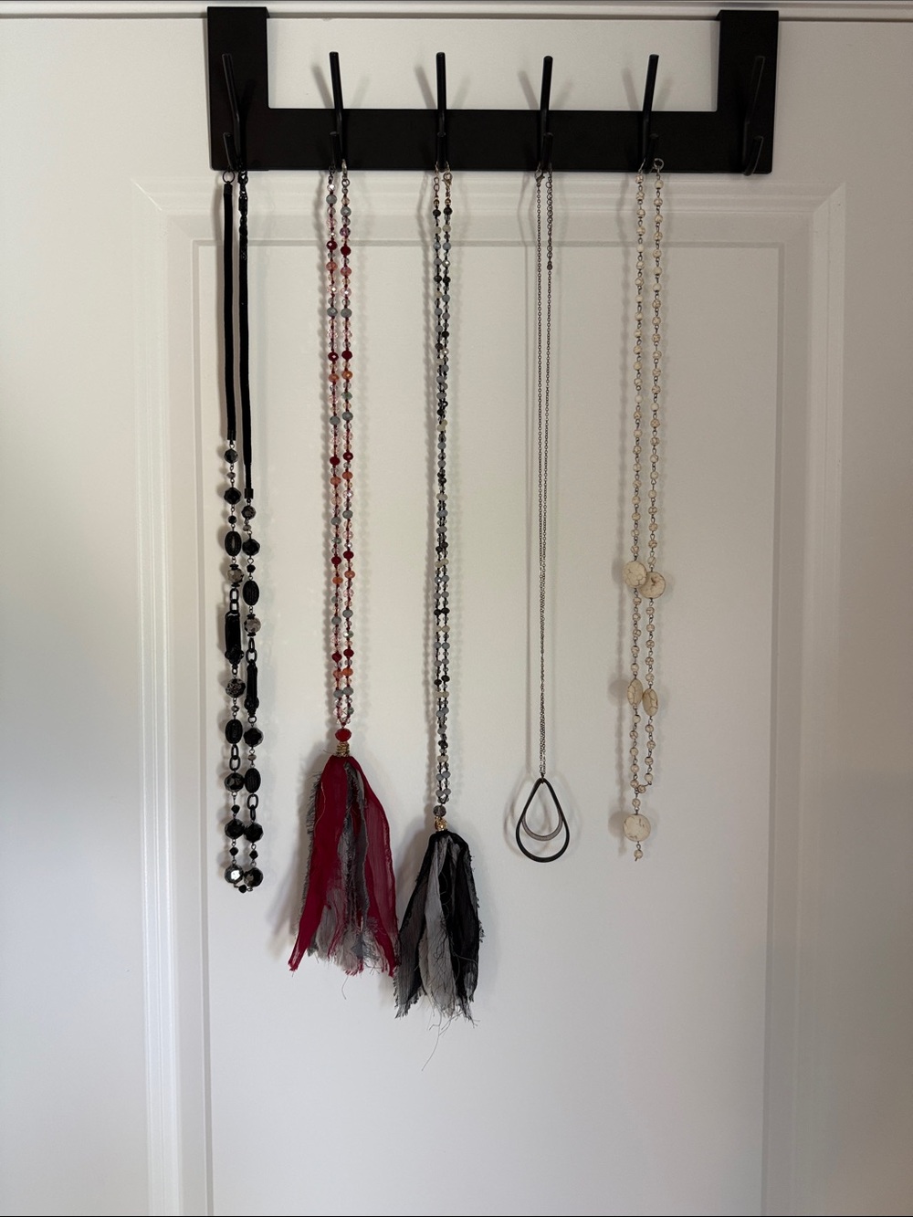 Women's Tassel and Beaded Necklaces - Black, Red, Gray, Cream